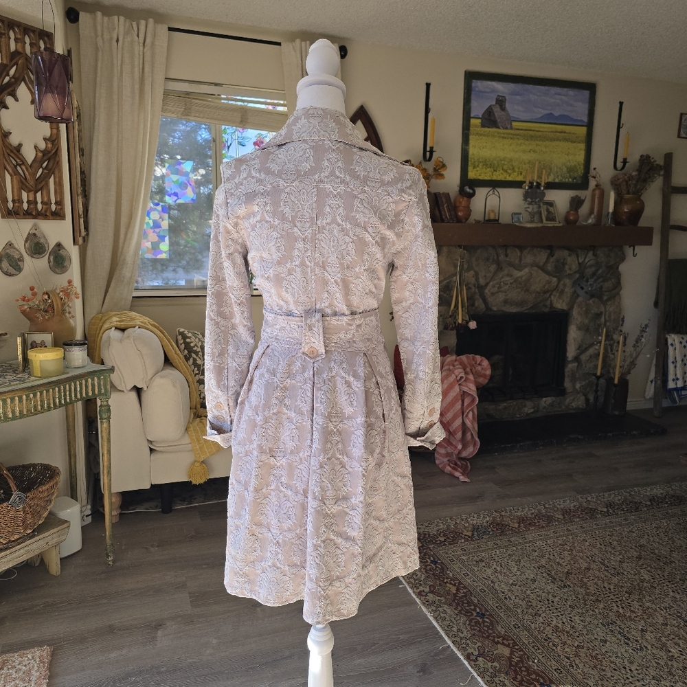 STUNNING Vintage Lace Trench Coat Romantic Goth - Picture 4 of 11